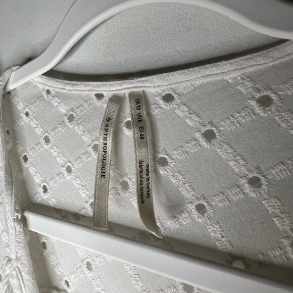 Anthropologie White Eyelet Thames Mini Dress Size 8 - Picture 6 of 7